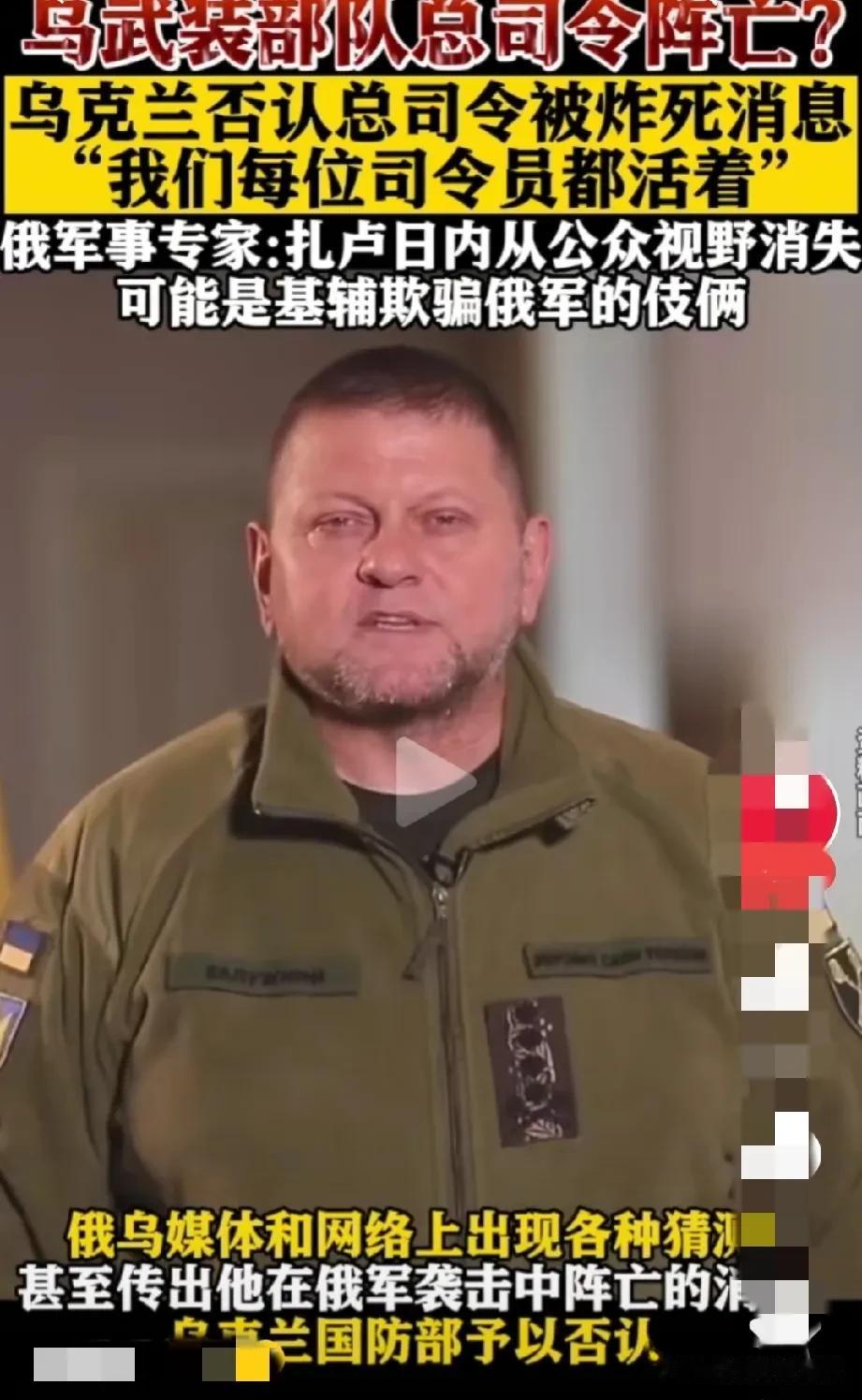 扎卢日内的去向连日来引发关注与争论，目前去向成迷？

这几天，俄乌媒体和网上关于