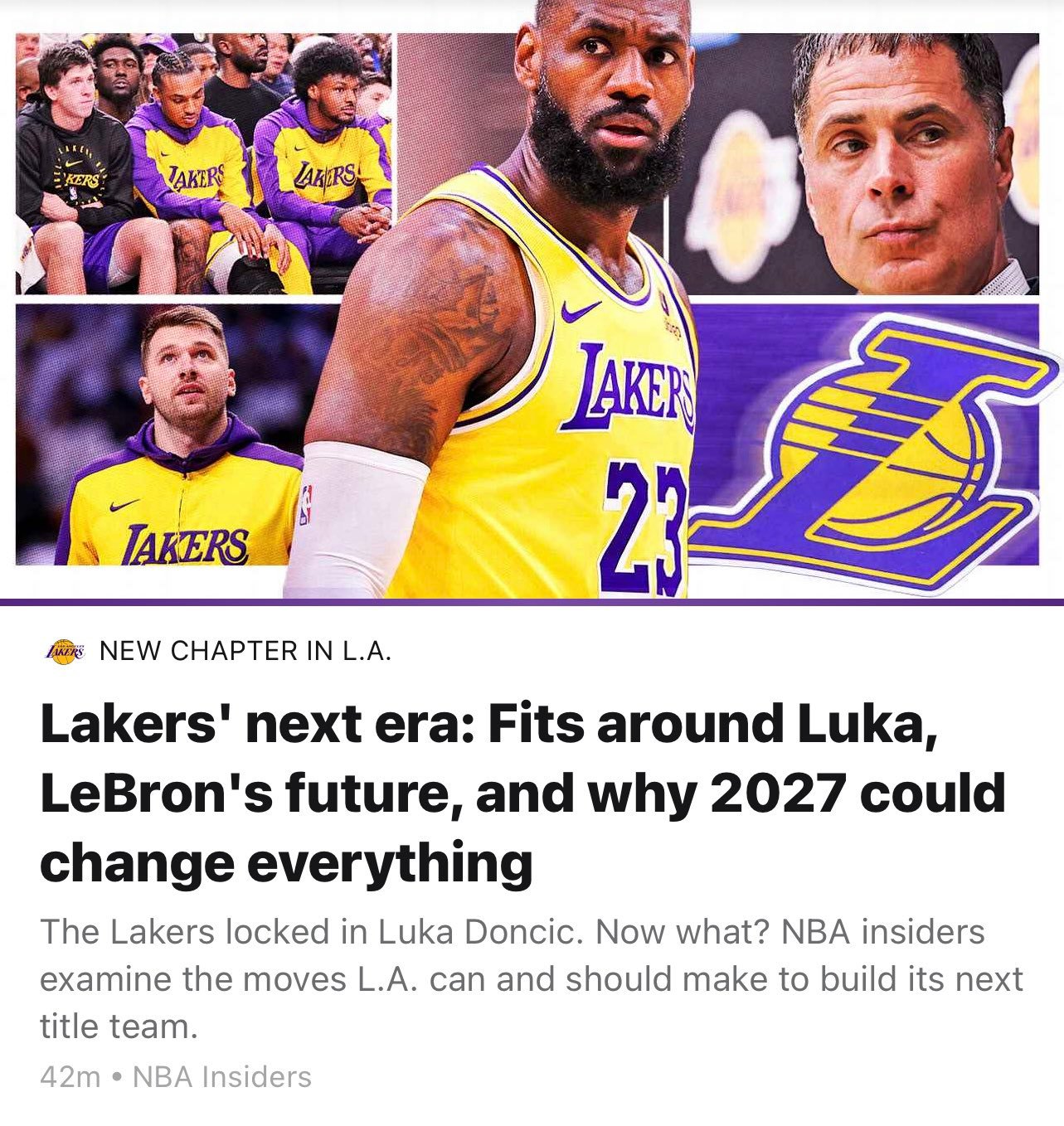 ESPN再度发布长文报道湖人的情况，除了前一条微博报道的里夫斯，文中还提到：—某