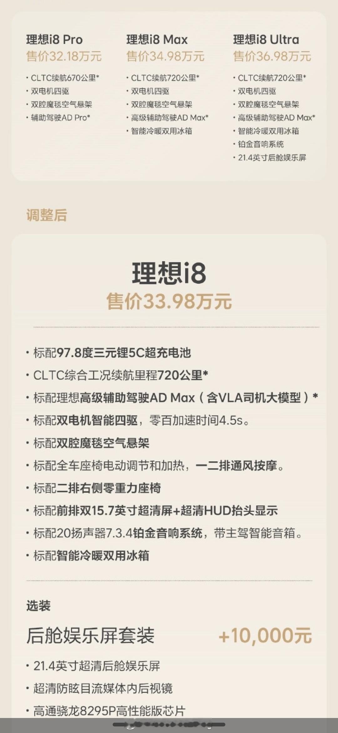 30 号跟朋友瞎聊天说 i8 就该安排一个配置然后跟 L8 入门版卖一个价格，没