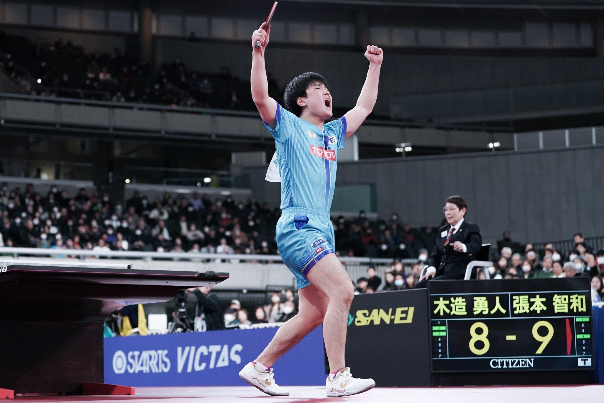 张本智和张本智和2026全日本乒乓球锦标赛 张本智和在与木造勇人的激战中笑到最后