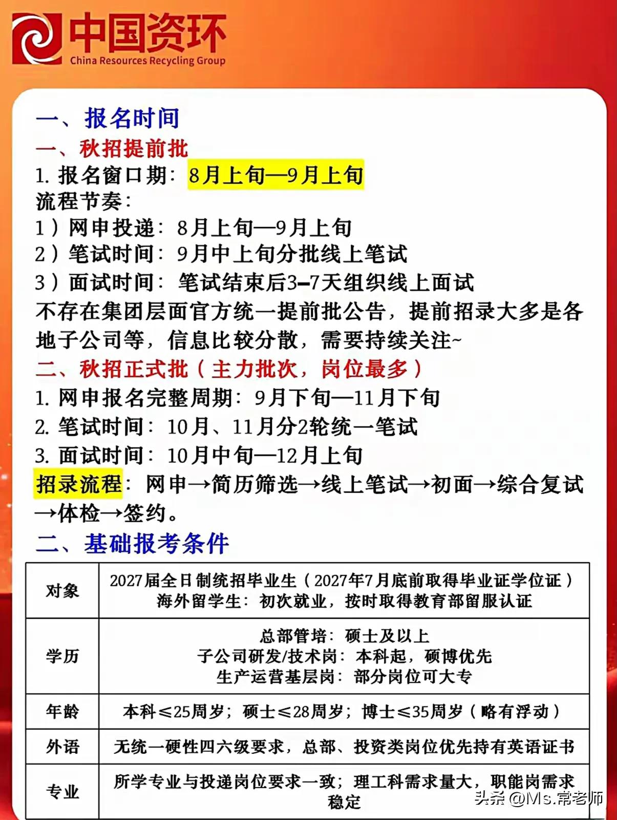 同学们，中国资环今年的校招大门已经敞开，这可是资源循环领域国家队级别的平台，赛道
