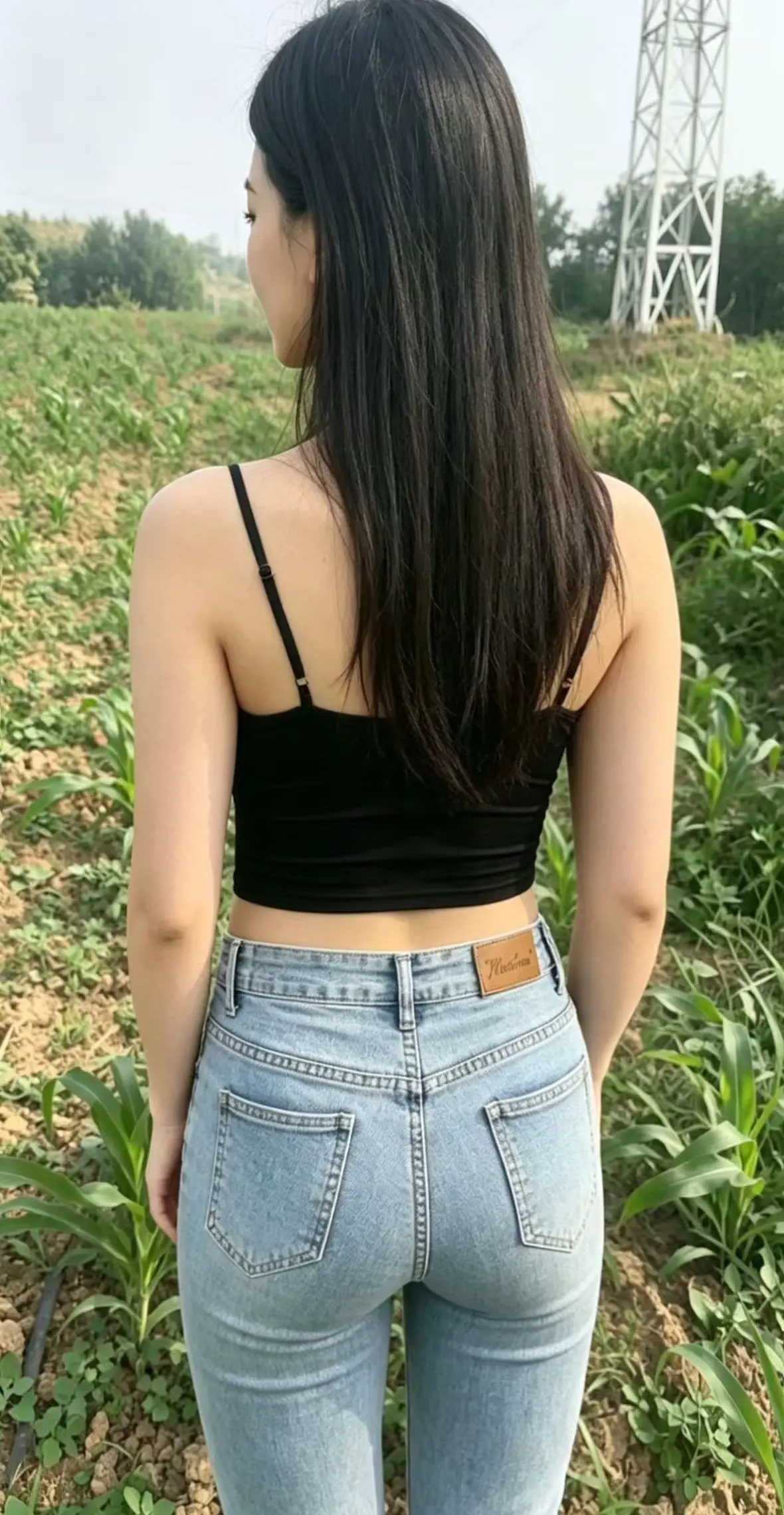 肉肉女生穿搭 紧身牛仔裤 微胖女生
