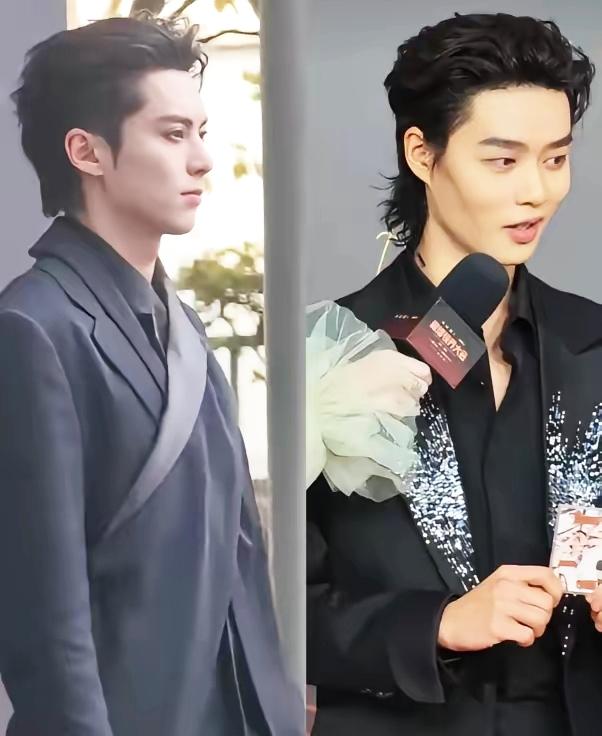 长剧演员和短剧演员的颜值还是有壁的，同样的狼尾大背头发型，柯淳脸型崎岖，王鹤棣却