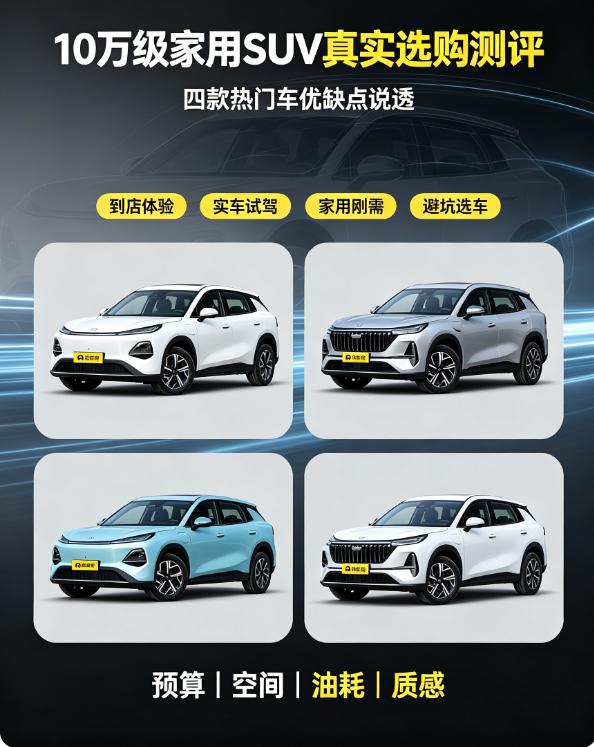10万级家用SUV推荐，四款热门车优缺点说透。
市面上10万级家用SUV选择比较