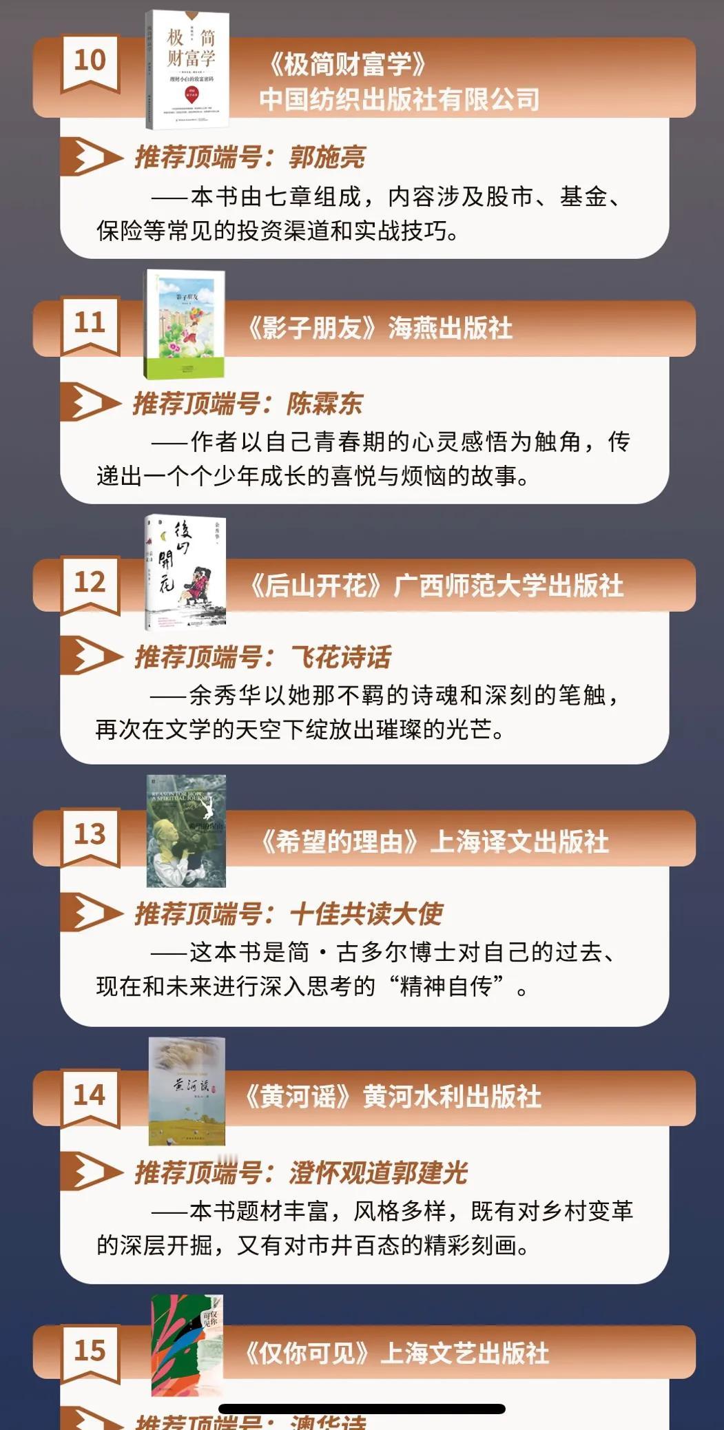 5月《顶端好书榜》发布，我写的新书《极简财富学》排名知名媒体顶端新闻好书榜第10