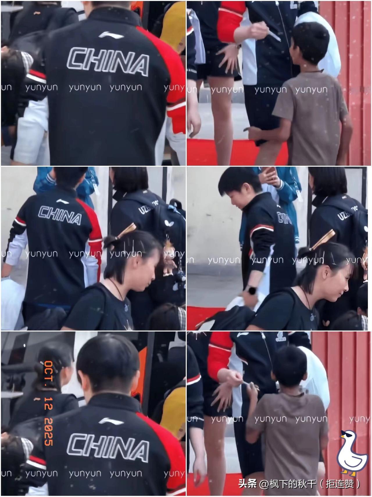 莎莎的人气真不是吹的！在印度下训路上，连当地小朋友都追着要签名，这孩子还特机灵，