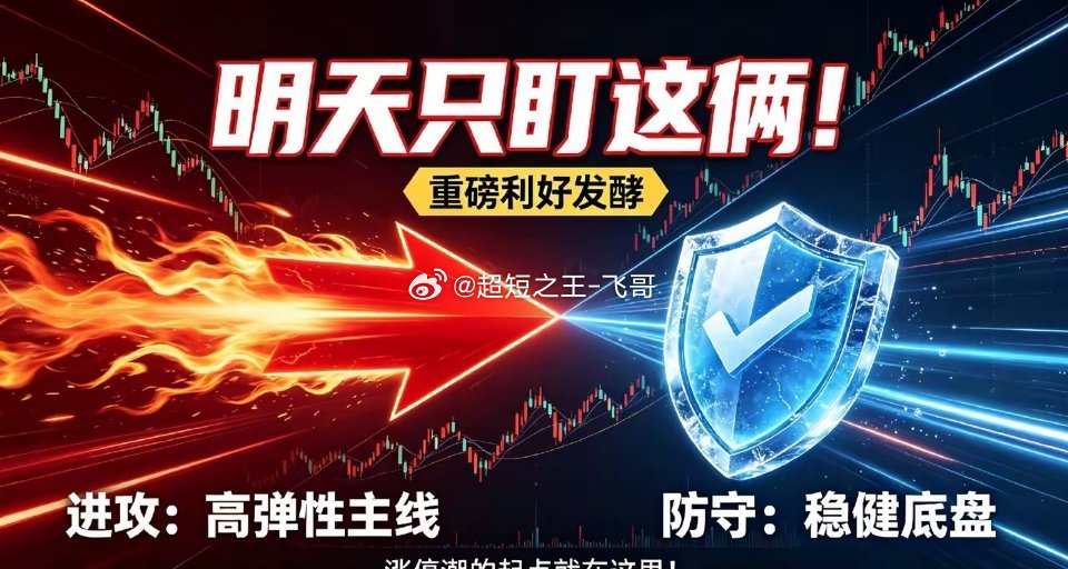 明天只盯这俩！重磅利好发酵，一个代表进攻，一个代表防守，涨停潮的起点就在这里！大