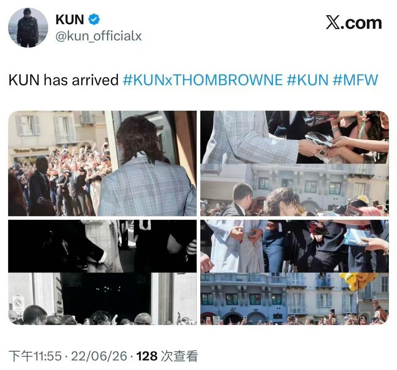 我大哥发的每一张都有粉丝在蔡徐坤米兰时装周