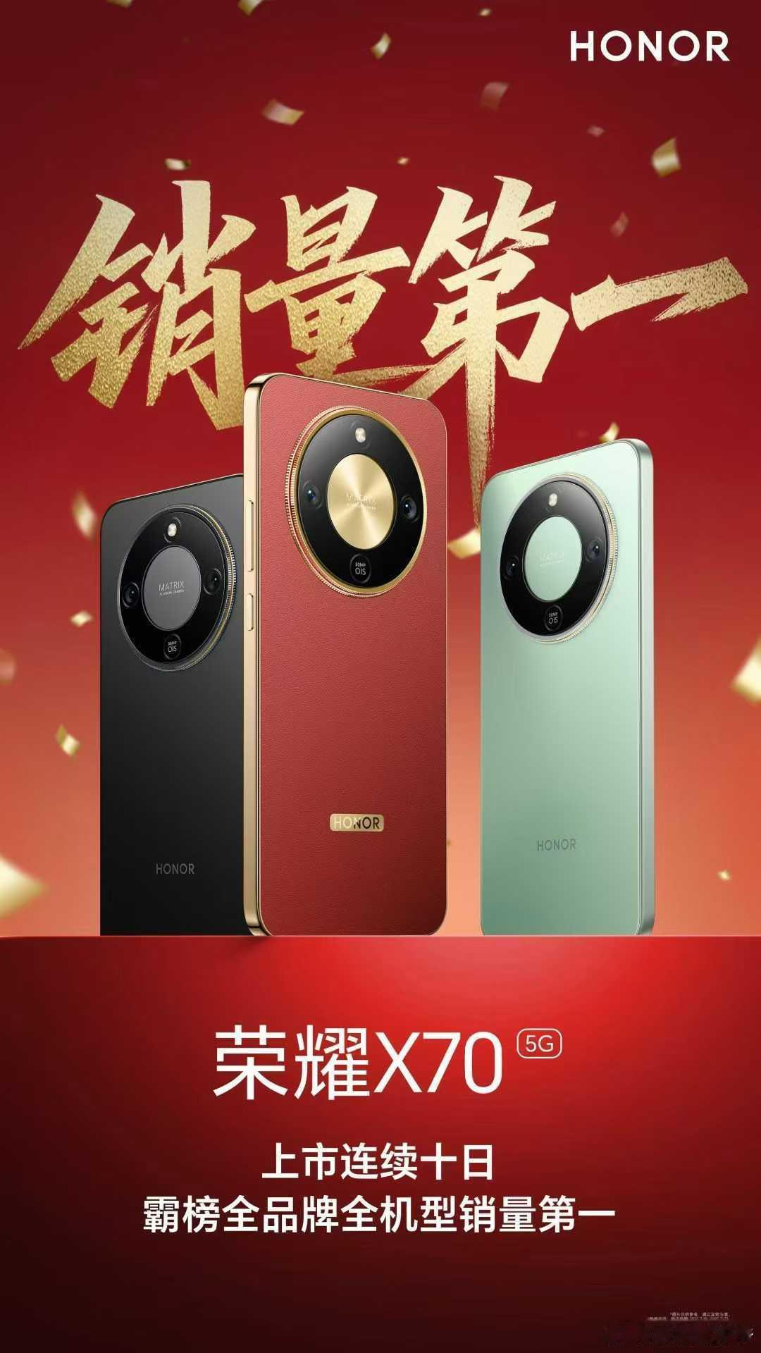 荣耀X70 上市连续十日霸榜全品牌全机型销量第一！硬核实力，口碑之选[good]