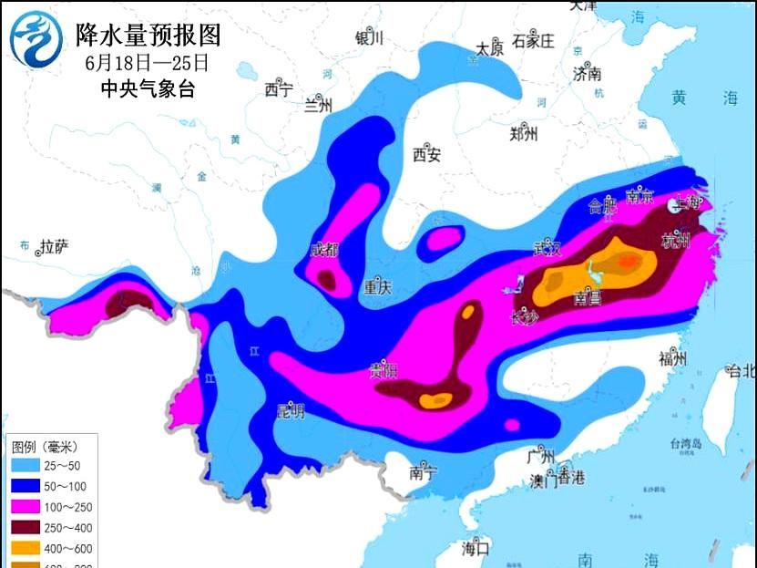 当粽叶香刚起时，雷达图已经阴成一片。
18-25日，副热带高压明显北抬，端午前后