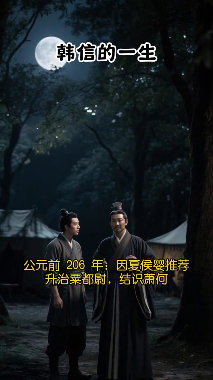 一口气看完韩信的一生。
·公元前231年：韩信出生于泗水郡淮阴县，家境贫寒。
·