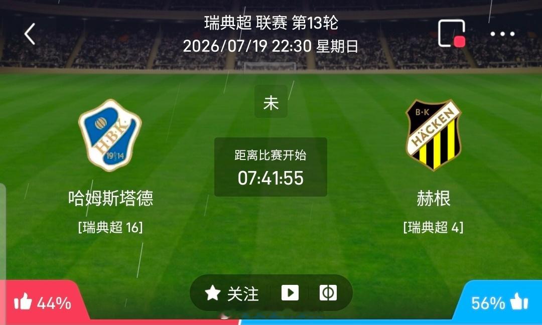 【足球】周日204瑞典超方向：哈姆斯塔德vs赫根瑞典超：哈姆斯塔德VS赫根时间：