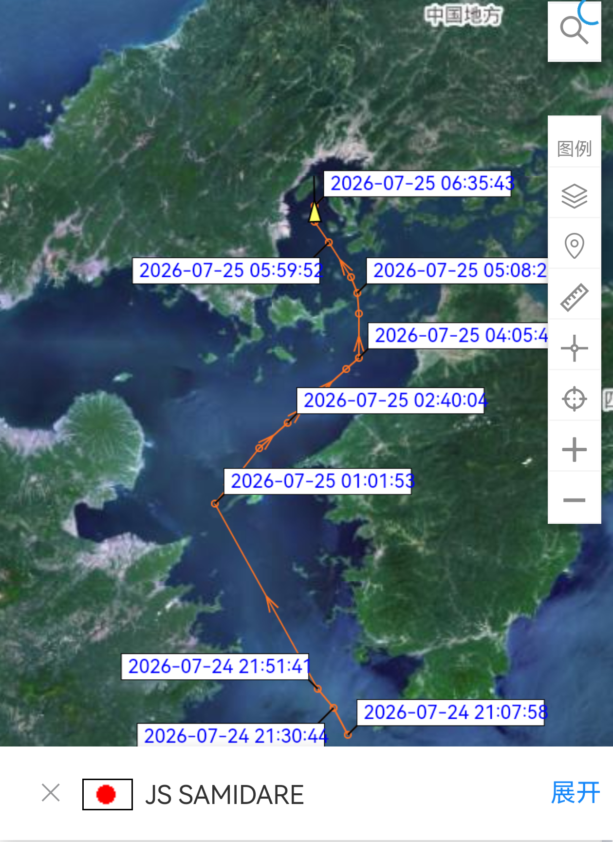 AIS信号显示，7月25号，此前负责跟踪中俄海军联合巡航编队的日本海自五月雨号驱
