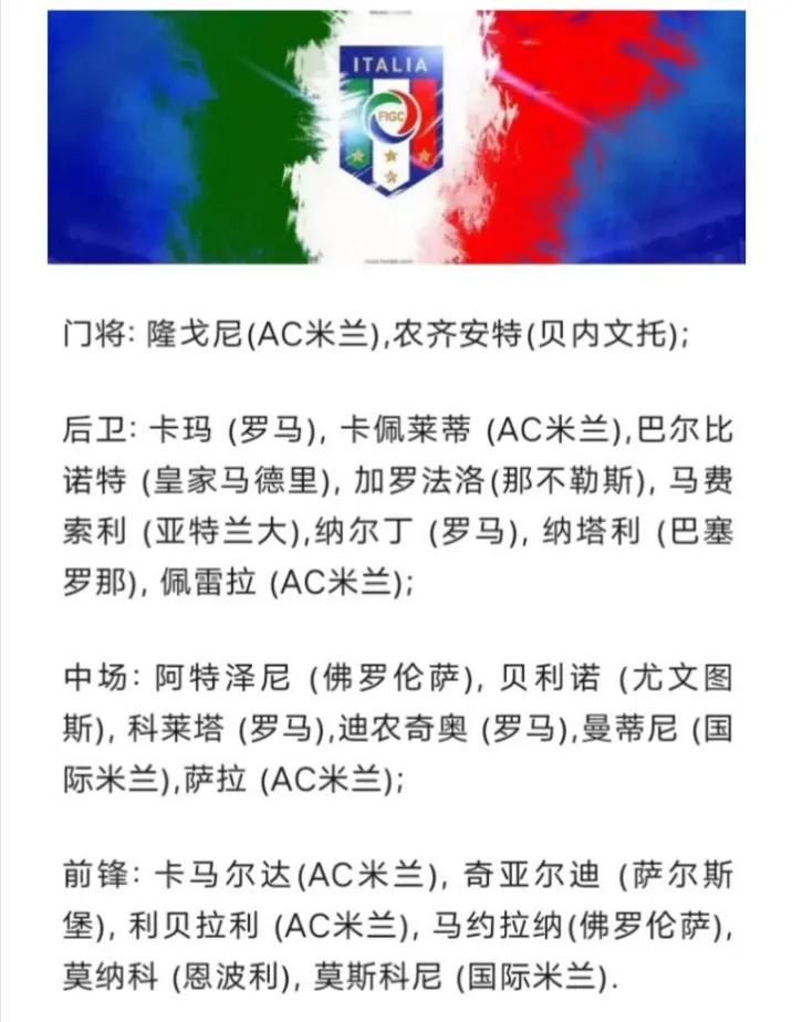 🇮🇹意大利足球🇮🇹
【意大利U17最新名单集合】
这是一支唯一让人憧憬的
