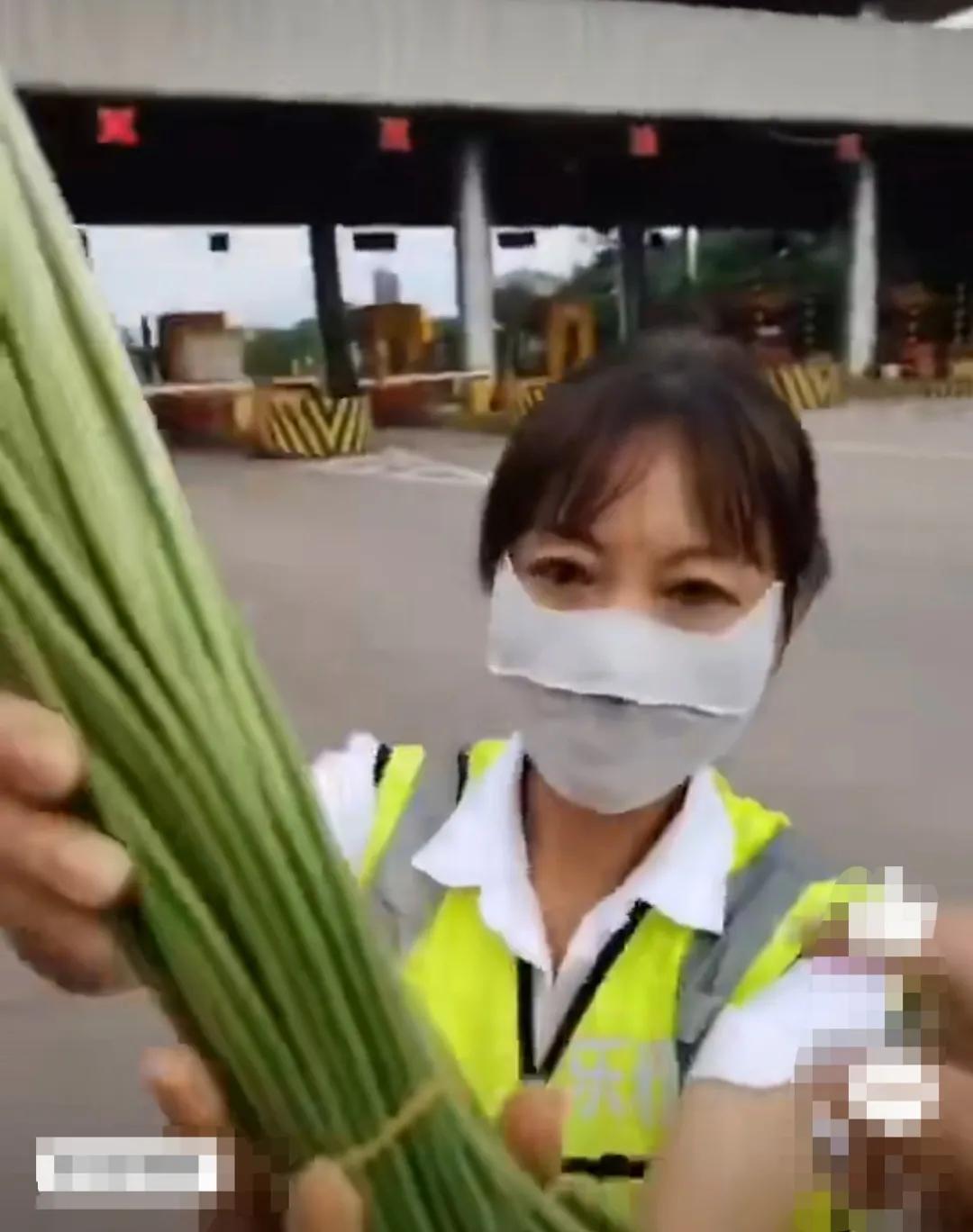 她说，蒜薹是花，不是蔬菜，把卖菜老板给整无语了！
某地收费站，有项收费规定:蔬菜