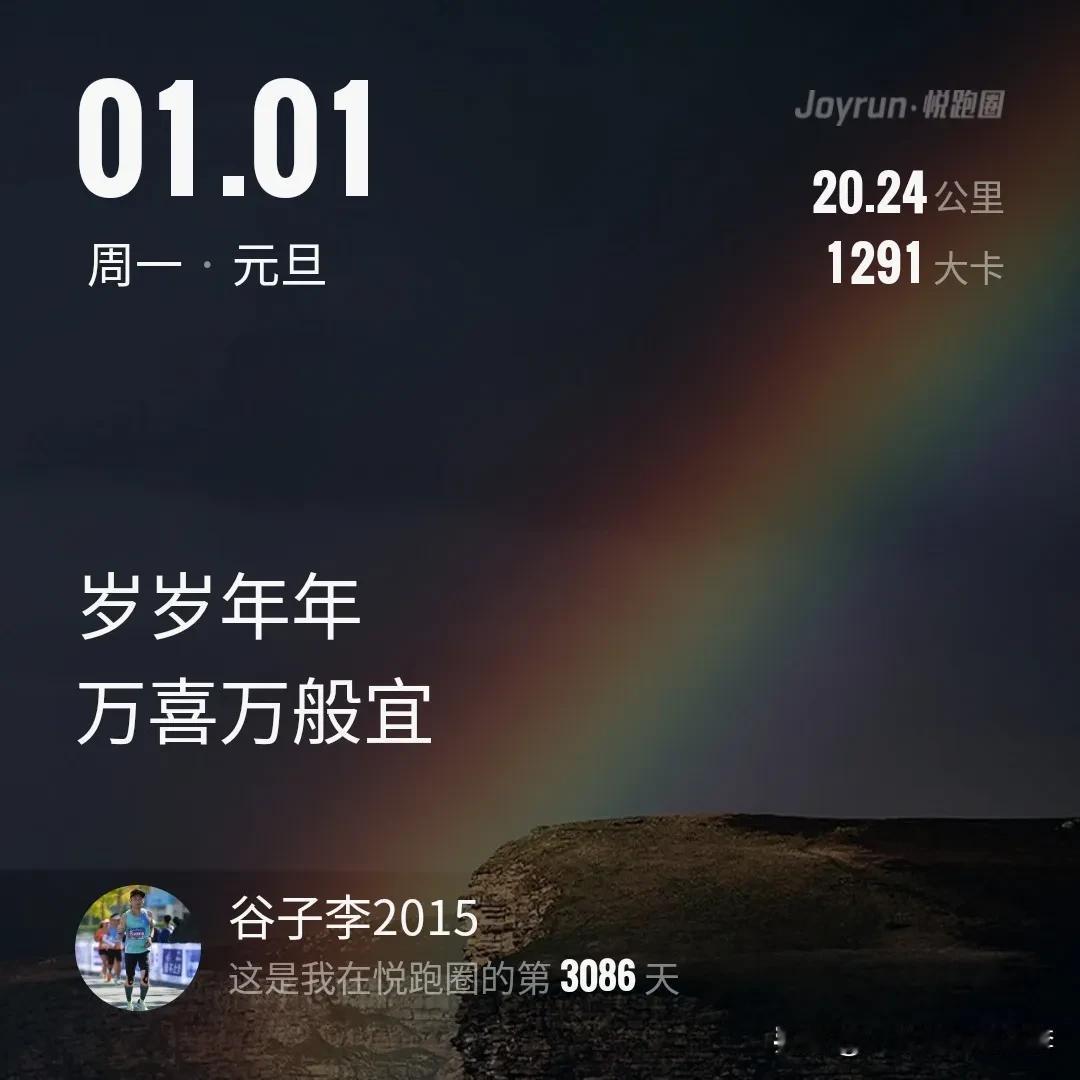 2024年第一跑，早安 20.24公里ﾉ☀
岁岁年年万喜万般宜，​新年快乐[福]