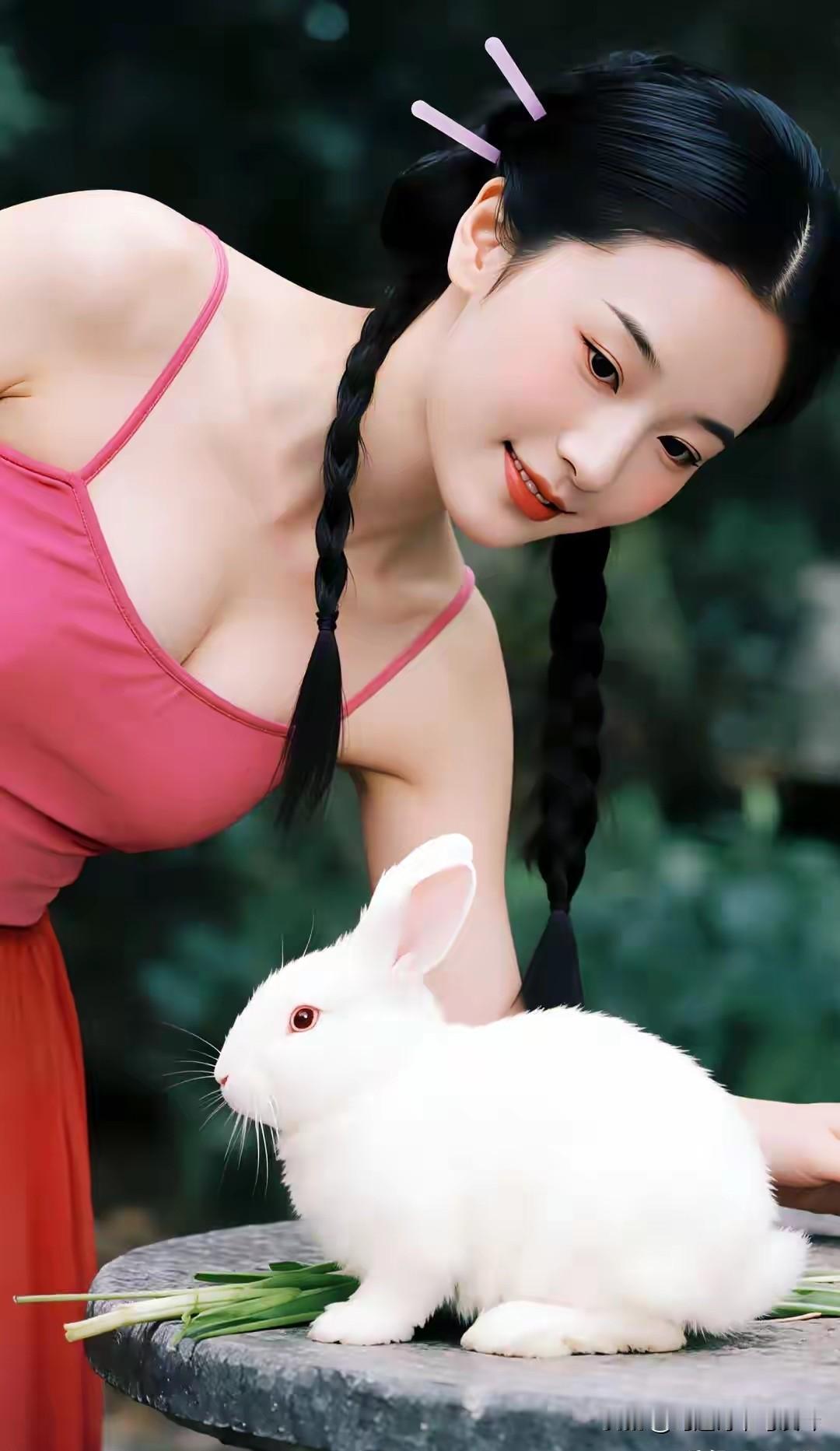 长发美女身着一袭红裙，似烈火般炽热夺目，宛如天地间最耀眼的火凤凰，让人目光难以移