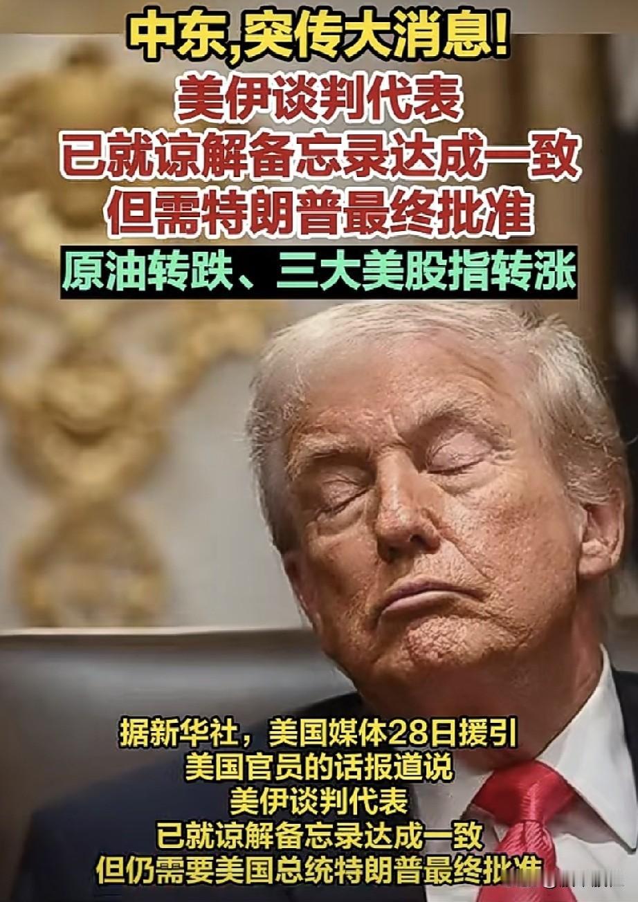 🌿，尼麻吗！
油跌了，美股又涨了！
美官员称美伊谈判代表已就谅解备忘录达成一致
