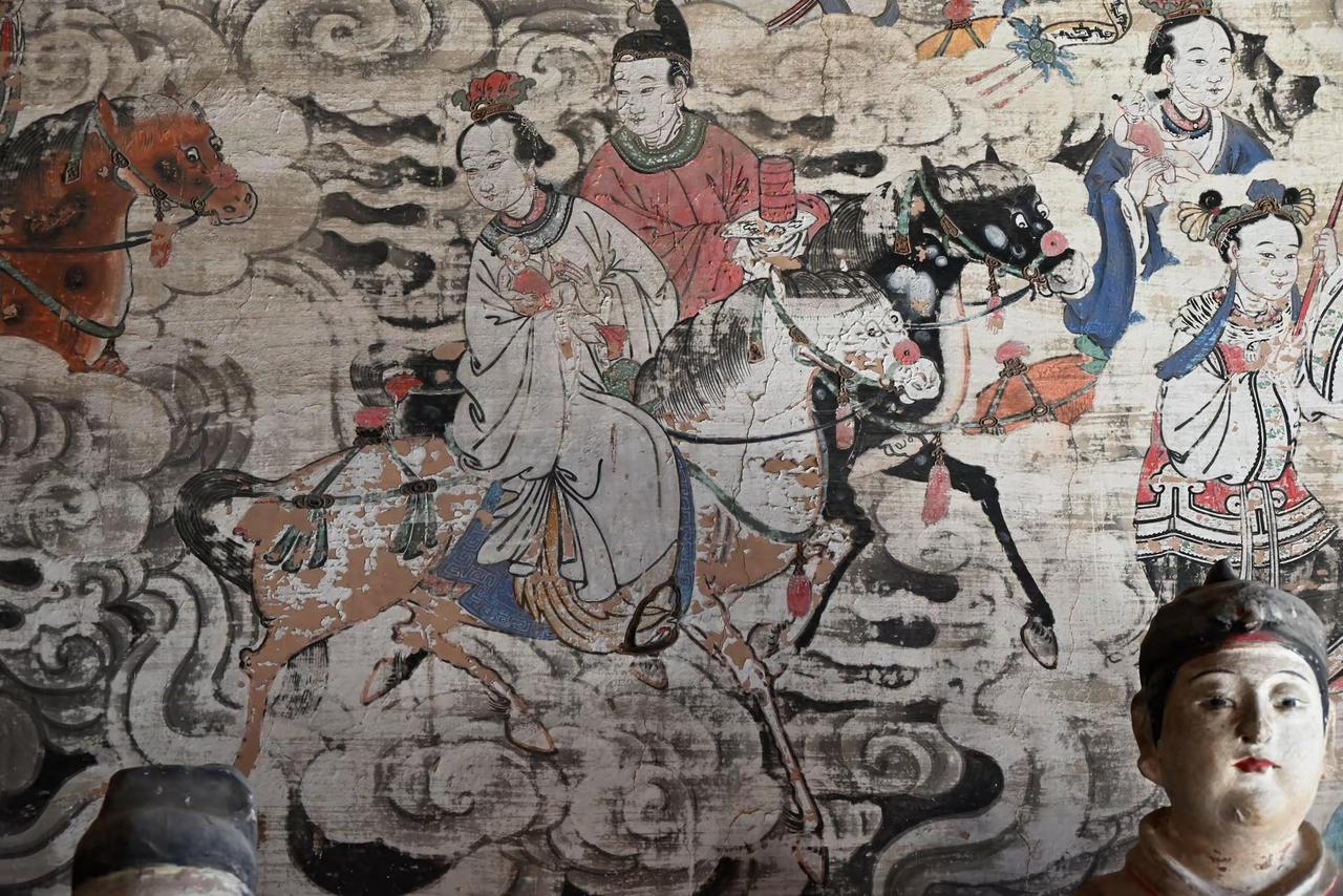 山西盂县烈女祠清代壁画及其彩塑古代壁画 山西古建筑之旅 传统神像画