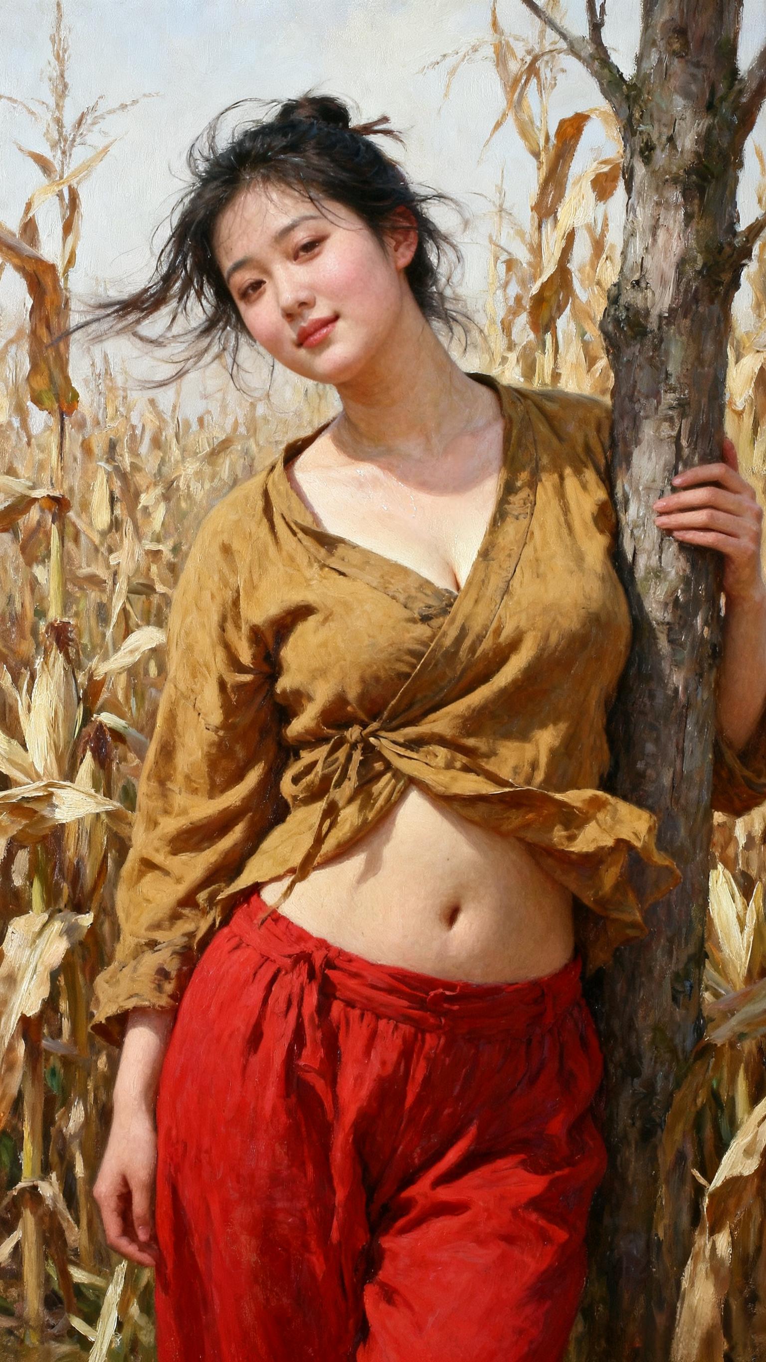 油画艺术 复古穿搭 小麦色