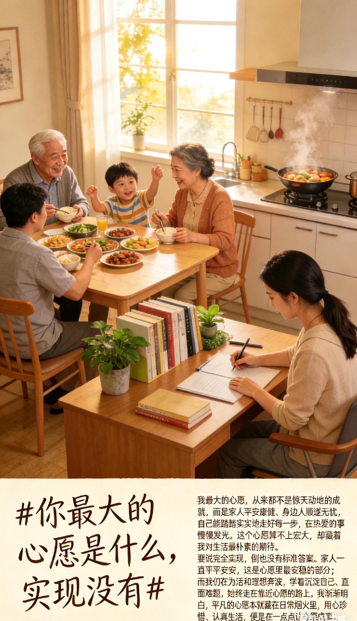我最大的心愿，从来都不是惊天动地的成就，而是家人平安康健、身边人顺遂无忧，自己能
