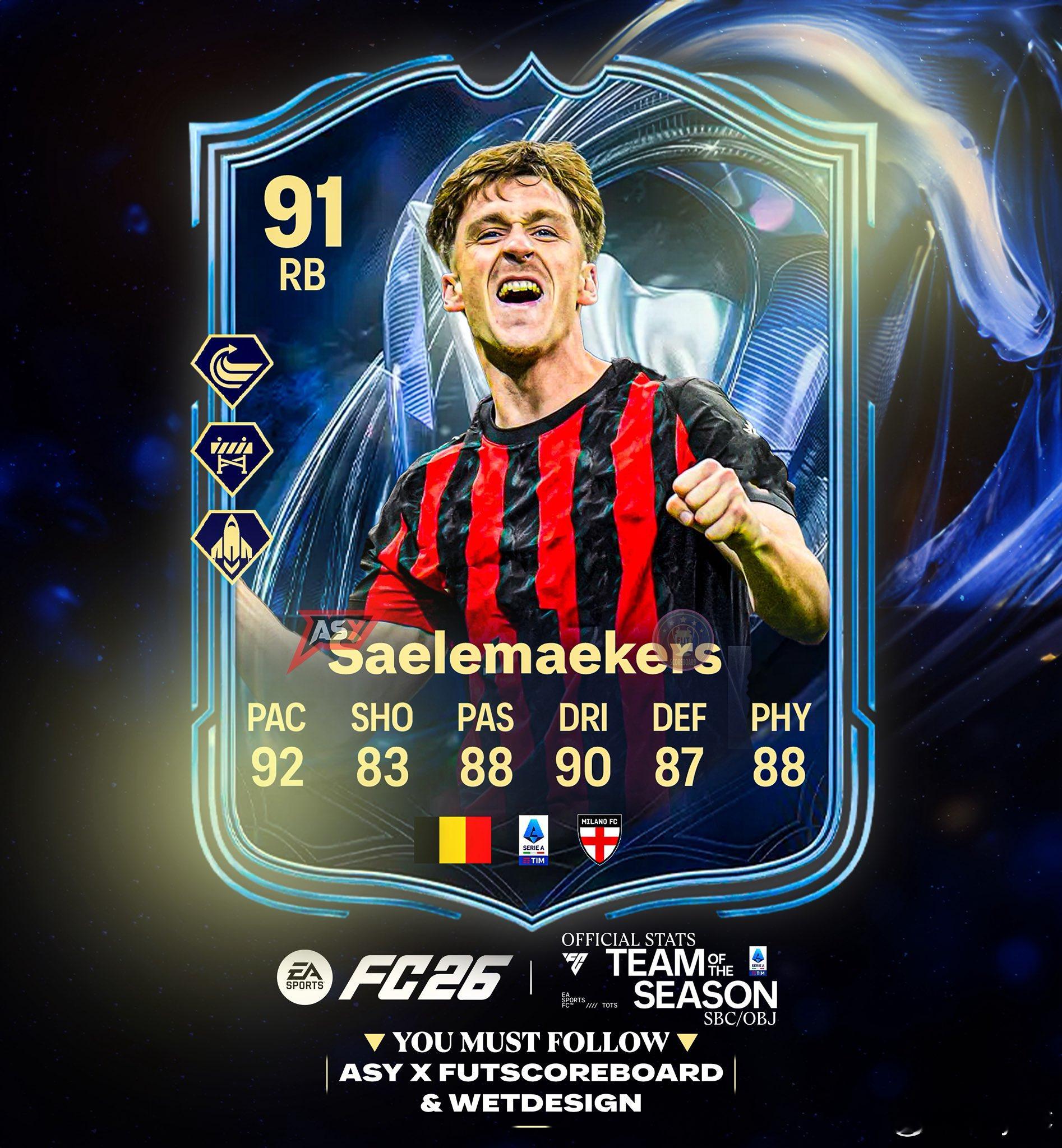 帕夫洛维奇 & 萨勒马科尔斯的正式数据。将通过SBC或目标任务推出FC26