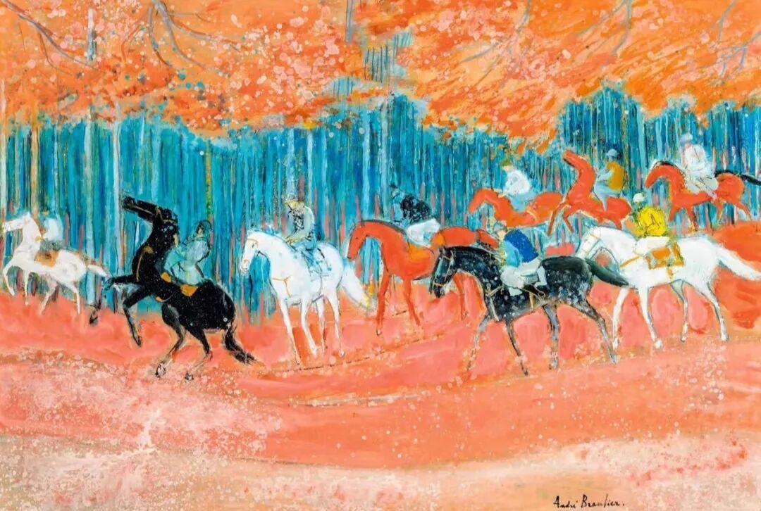 哇哦，法国画家 André Brasilier 笔下的马太绝啦！那洗练的剪影式轮