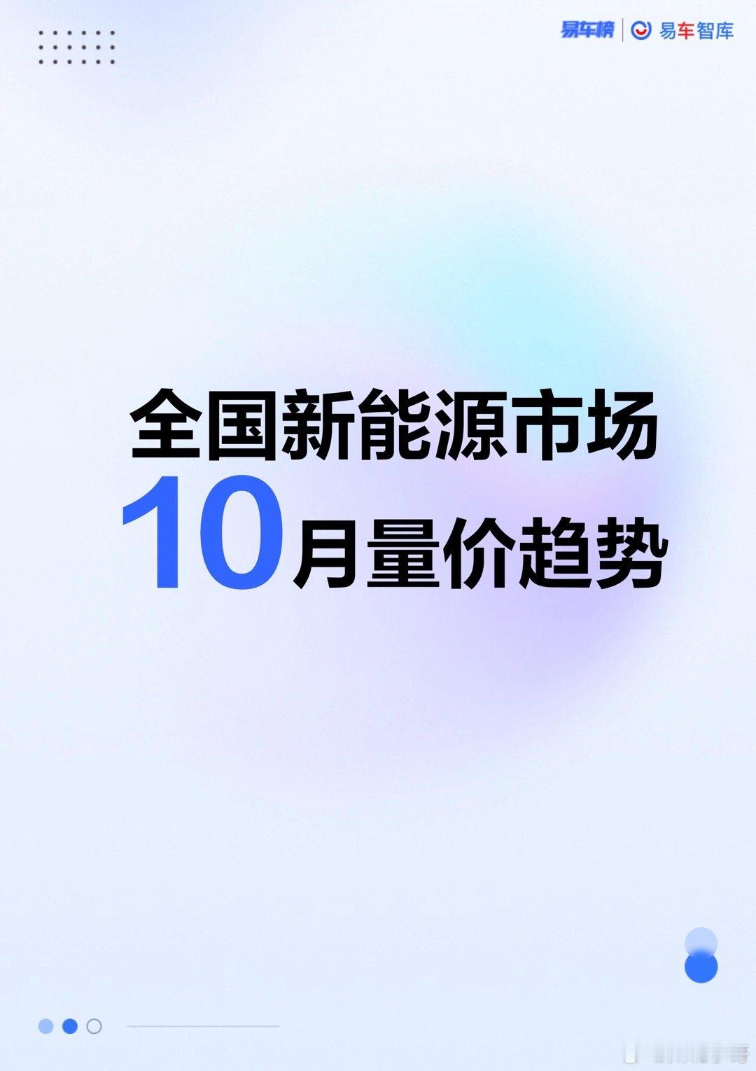 新能源汽车  全国新能源市场10月量价趋势。 