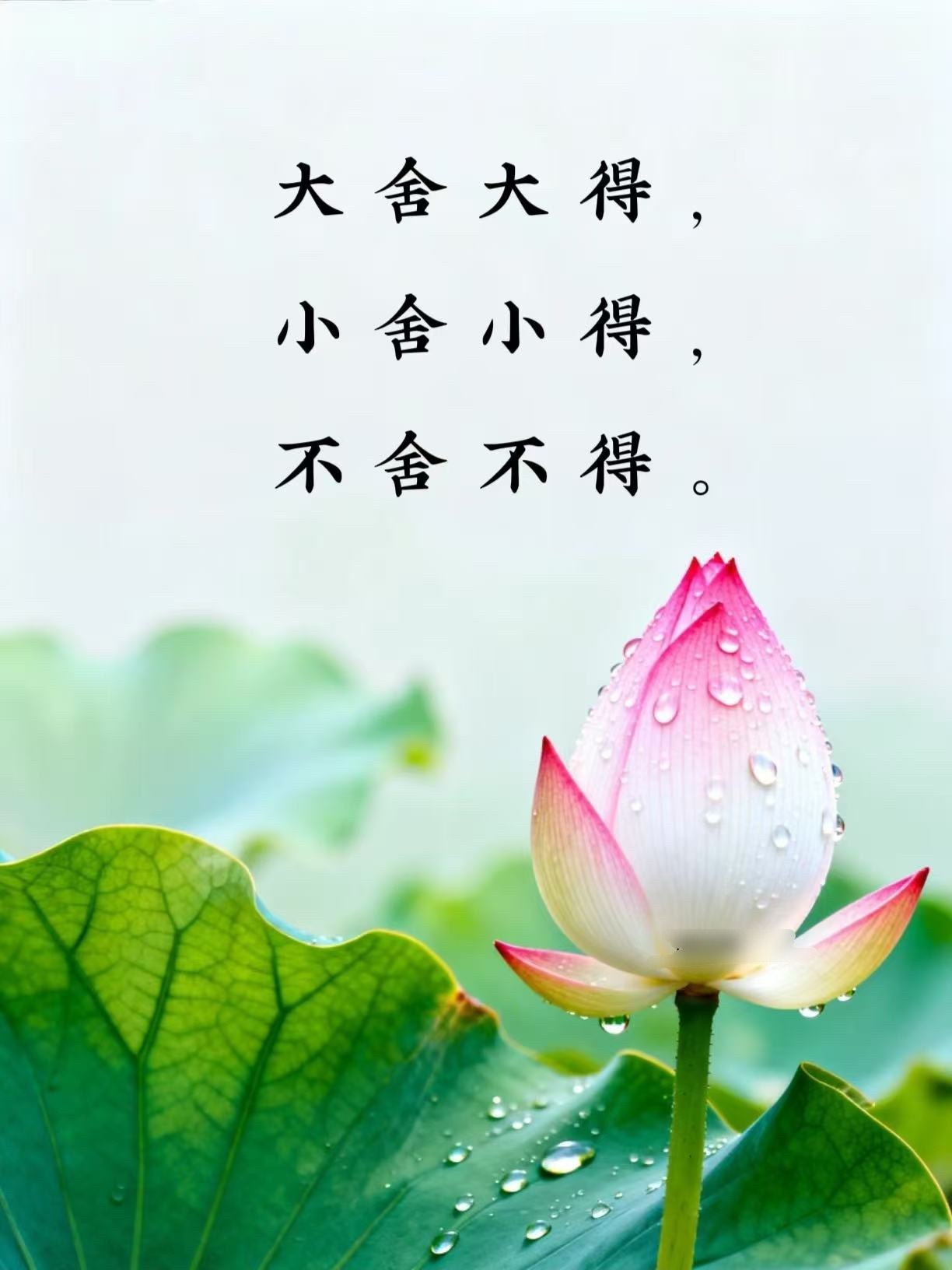 大舍大得，小舍小得，不舍不得。 