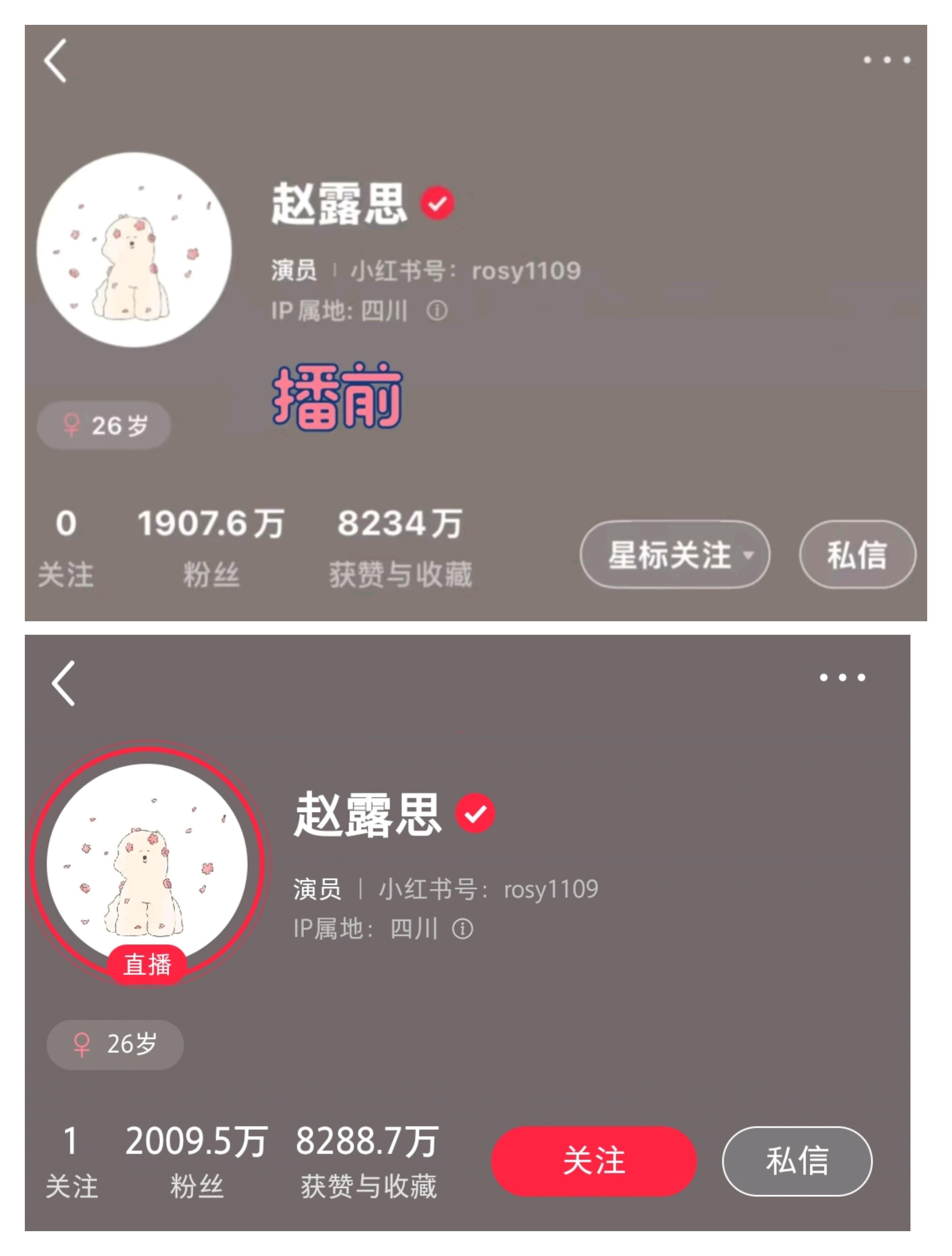 赵露思两场直播涨粉100w，什么实力呀 ？ ​​​
