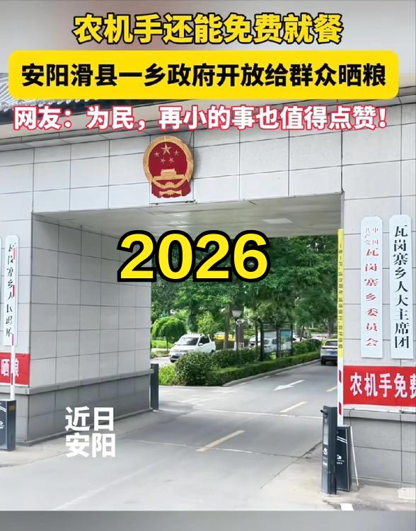 镇政府大院开放晒粮食，是否有必要？瓦岗寨乡连续4年了，不是那个老旧小院，建得还挺