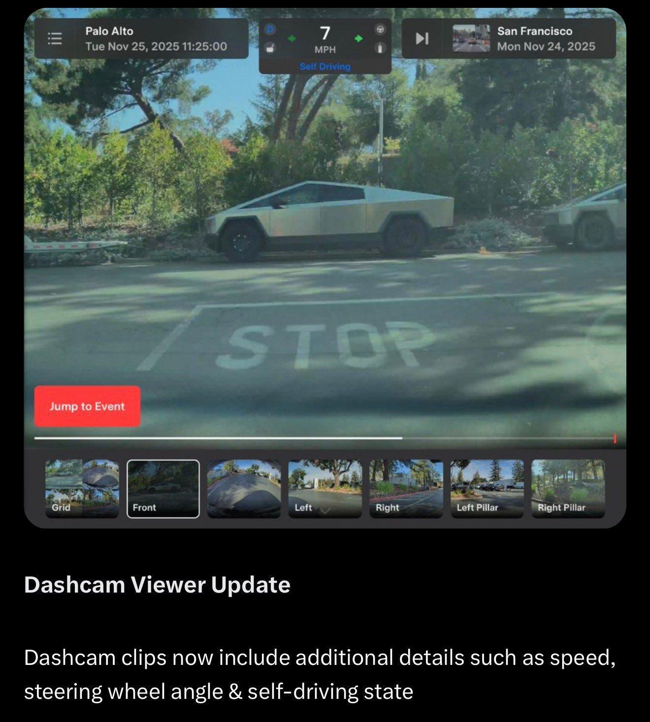 特斯拉的行车记录仪水印终于来了，不仅有方向盘、加速/刹车踏板状态，FSD是否开启