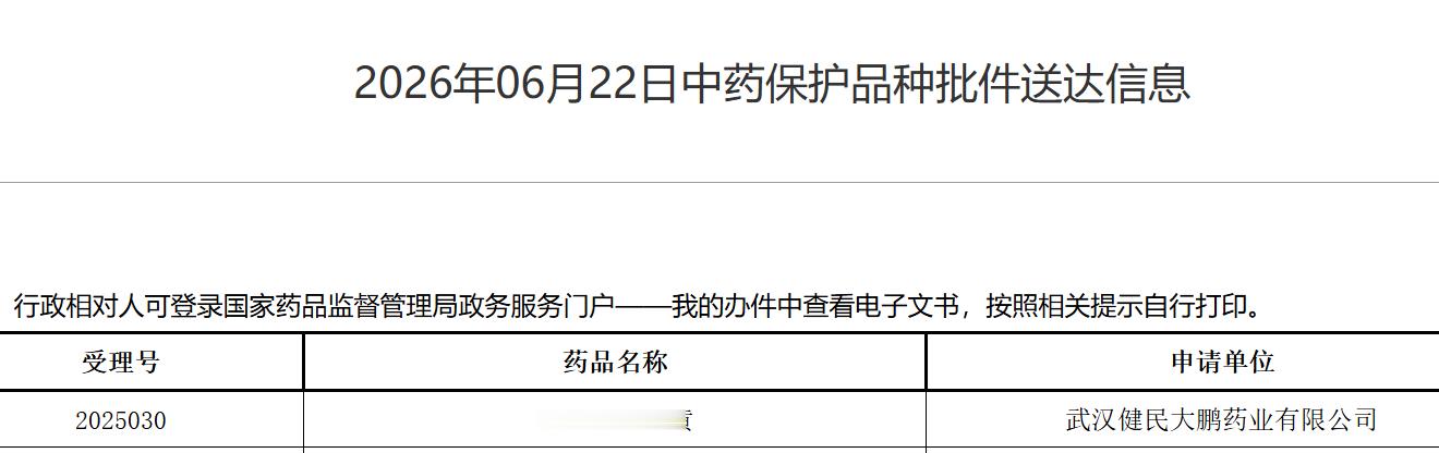 2026年06月22日中药保护品种批件送达信息前几年一年搞牛黄都是五六个亿利润，