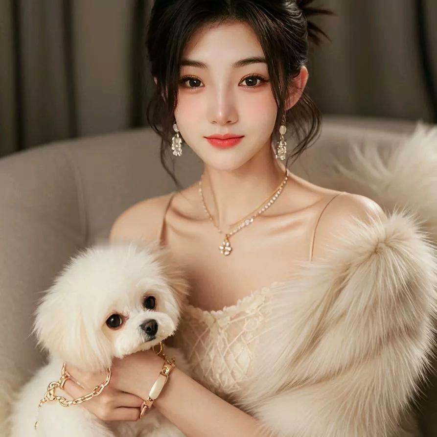 优雅的冬日，毛绒皮草与甜美小狗相伴的时尚美照💅🐾甜系毛绒写真 毛绒秋日照 小