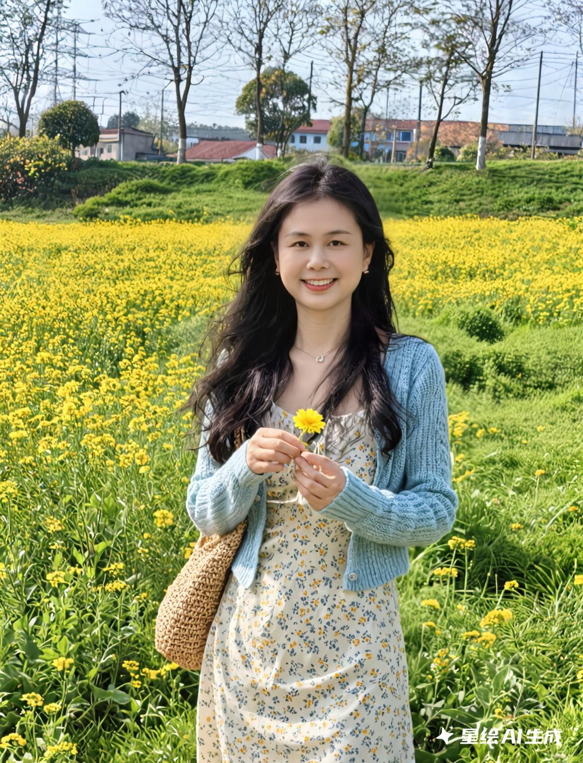 我分享一张之前拍的油菜花。那是在春天，我去乡下游玩，一大片油菜花田映入眼帘。金黄