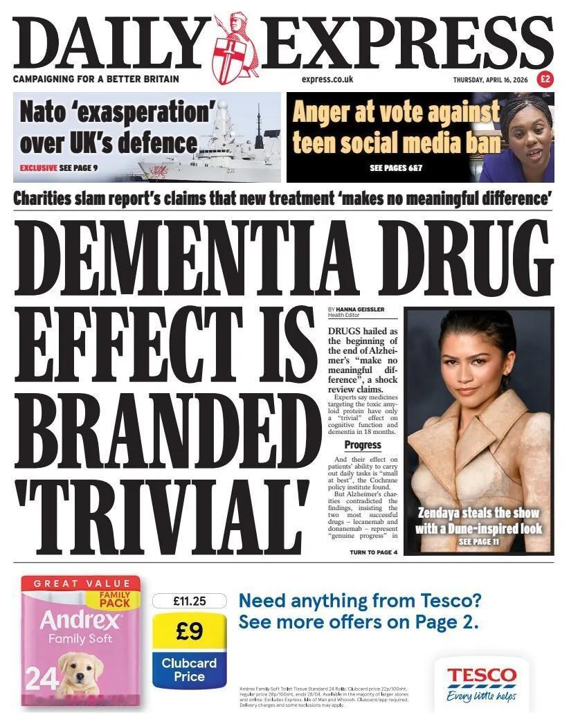 《每日快报》报道，一项对新型痴呆药物的综述称该治疗“没有实质性改变”。
目前医学