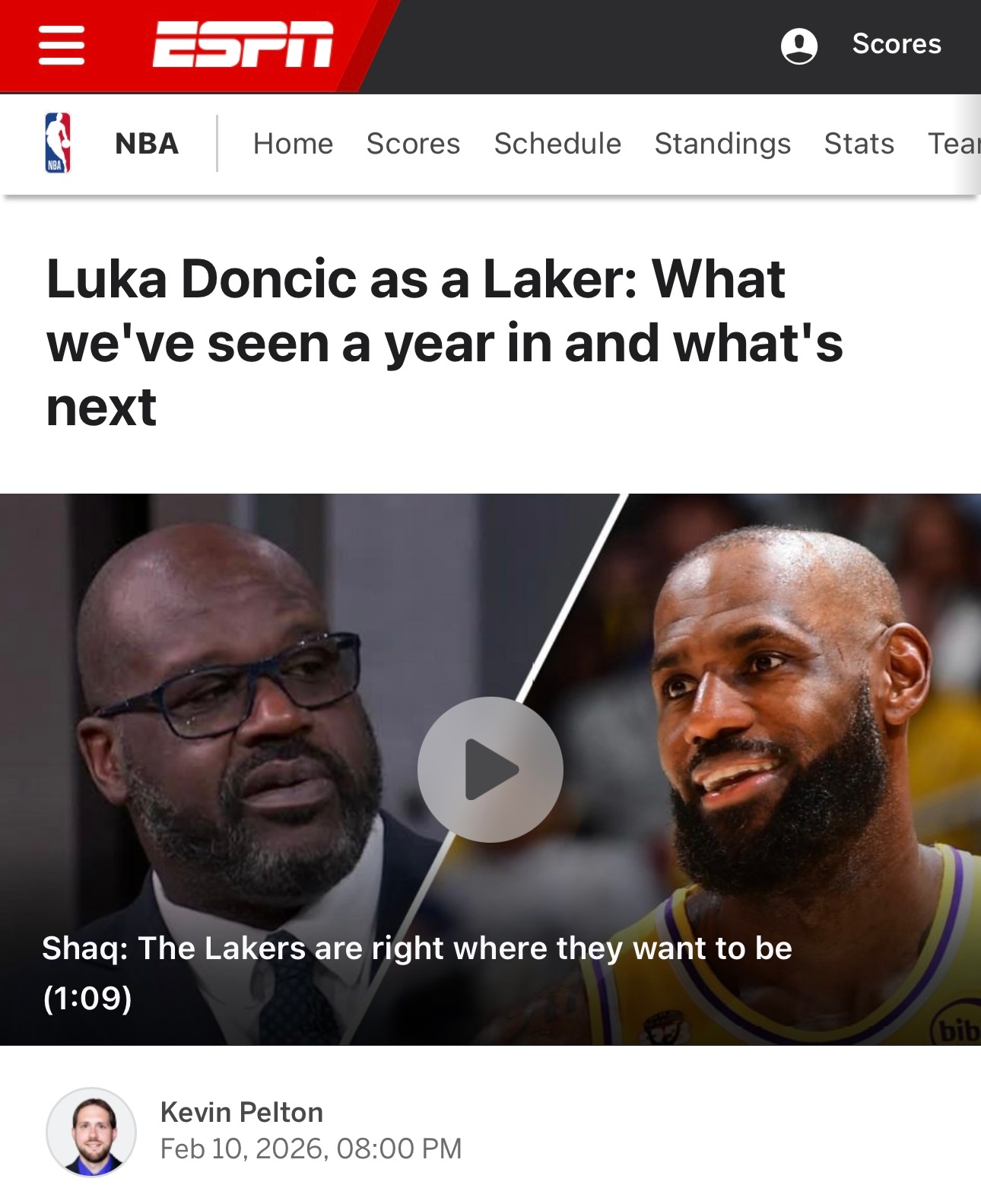 ESPN记者Kevin Pelton撰文：湖人现在的建队重心，是优先在东契奇的巅