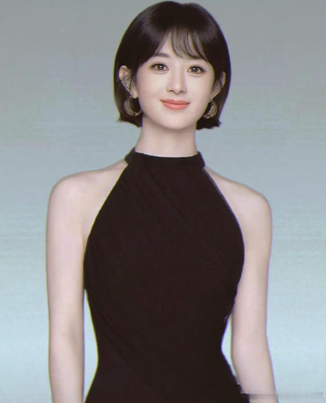 赵丽颖短发咋这么好看🤔气质完全不一样 