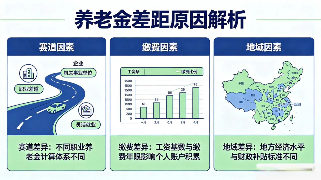 现在养老金差距确实存在，虽说全国计算方法一样，但差距背后原因不少。工龄长短是关键