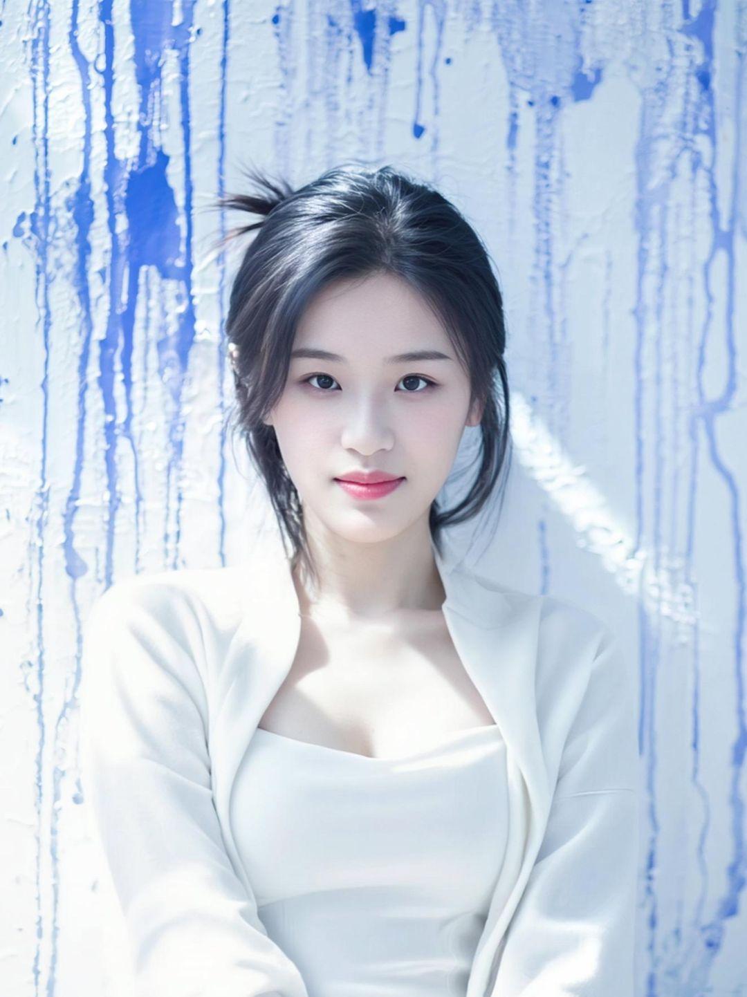 这背景是泼了墨还是洒了颜料？感觉像是不小心打翻了调色盘，结果倒成就了这幅“抽象艺