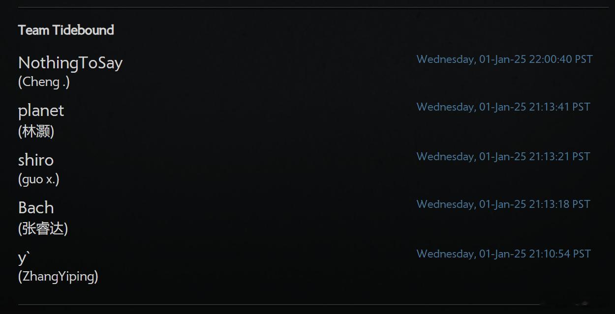 战队Team Tidebound近期完成了官方战队登记。都是大家眼熟的名字，NT