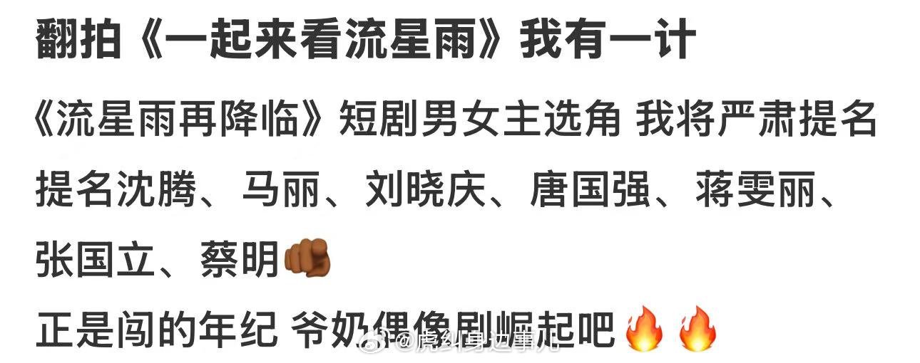 网友乱选版流星雨阵容网友想看的新版流星雨阵容真的要被网友脑洞大开的新版流星雨阵容