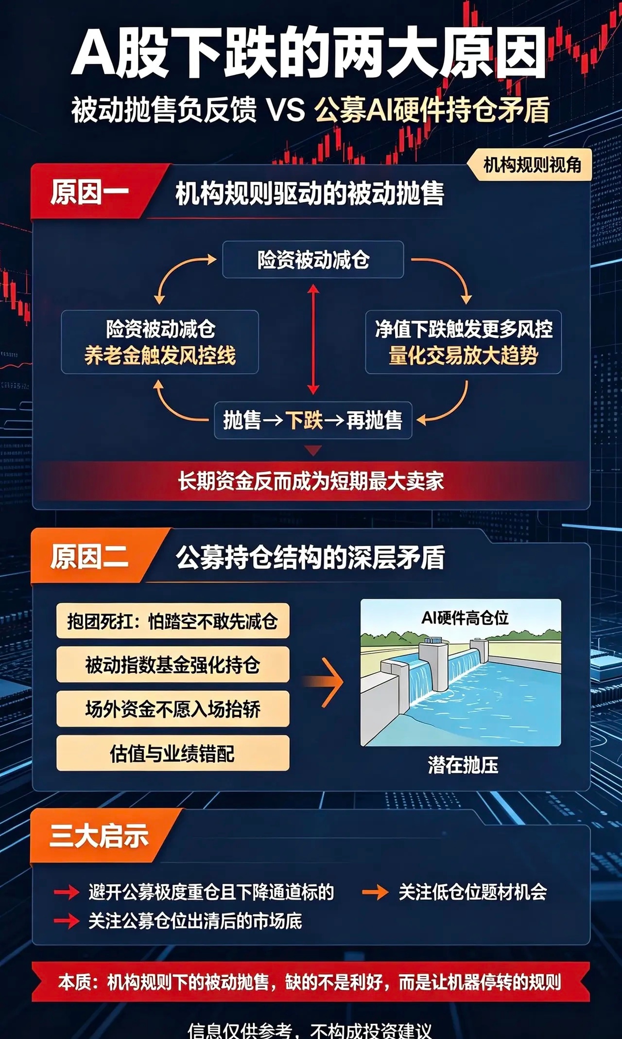 A股下跌两大核心逻辑解析，核心在最后。一、机构规则驱动的被动抛售本轮A股下跌并非