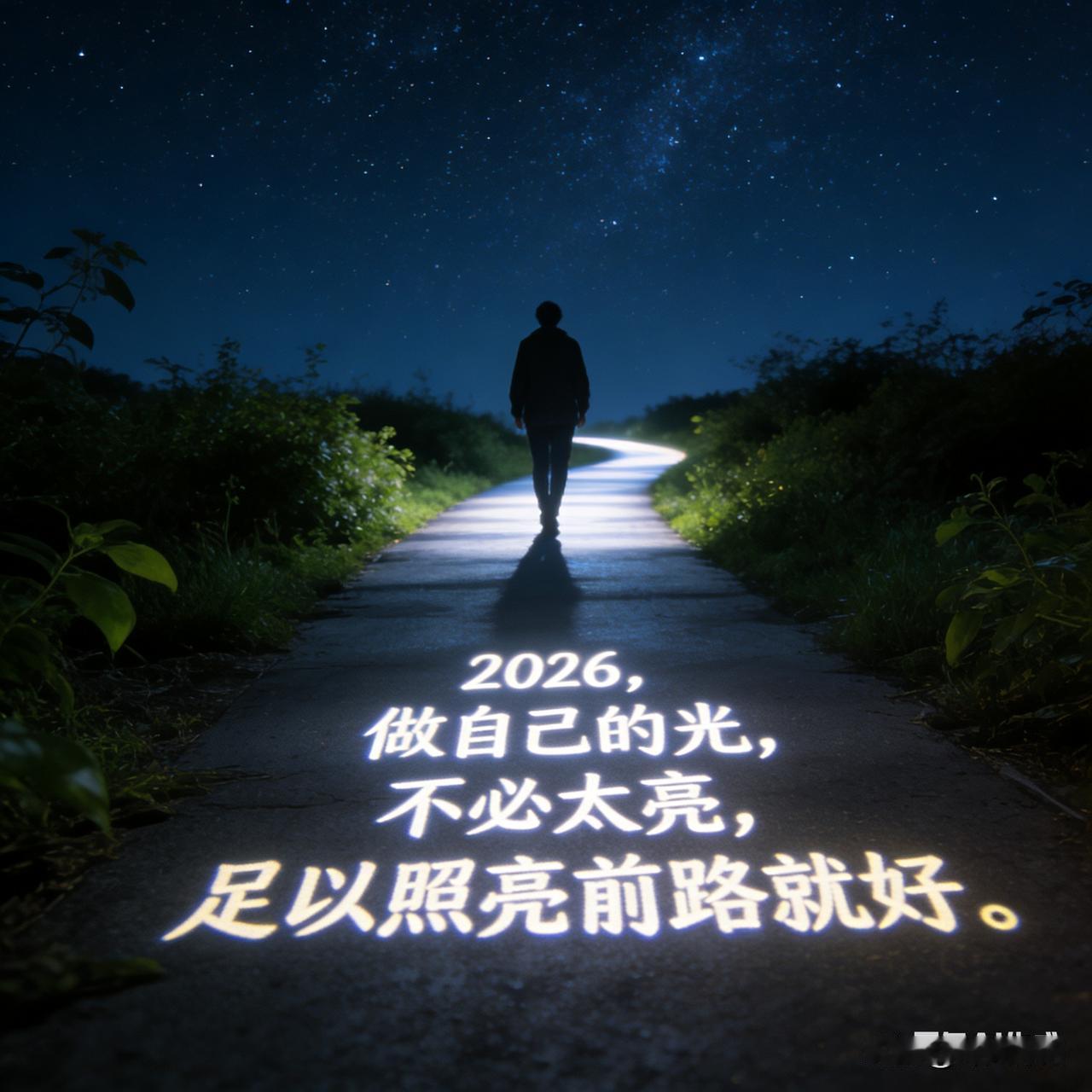 给2026的自己写句话2026，做自己的光，不必太亮，足以照亮前路就好。”
