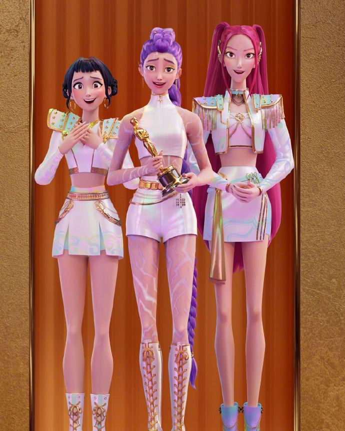 KPOP猎魔女团奥斯卡最佳动画长片 Netflix火速发布女团捧金杯照，《K-P