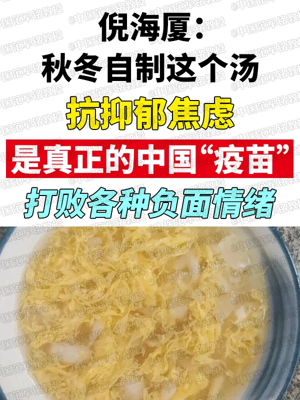 倪海厦：秋冬自制这个汤，抗抑郁焦虑，是真正的中国“疫苗”，清心an神...