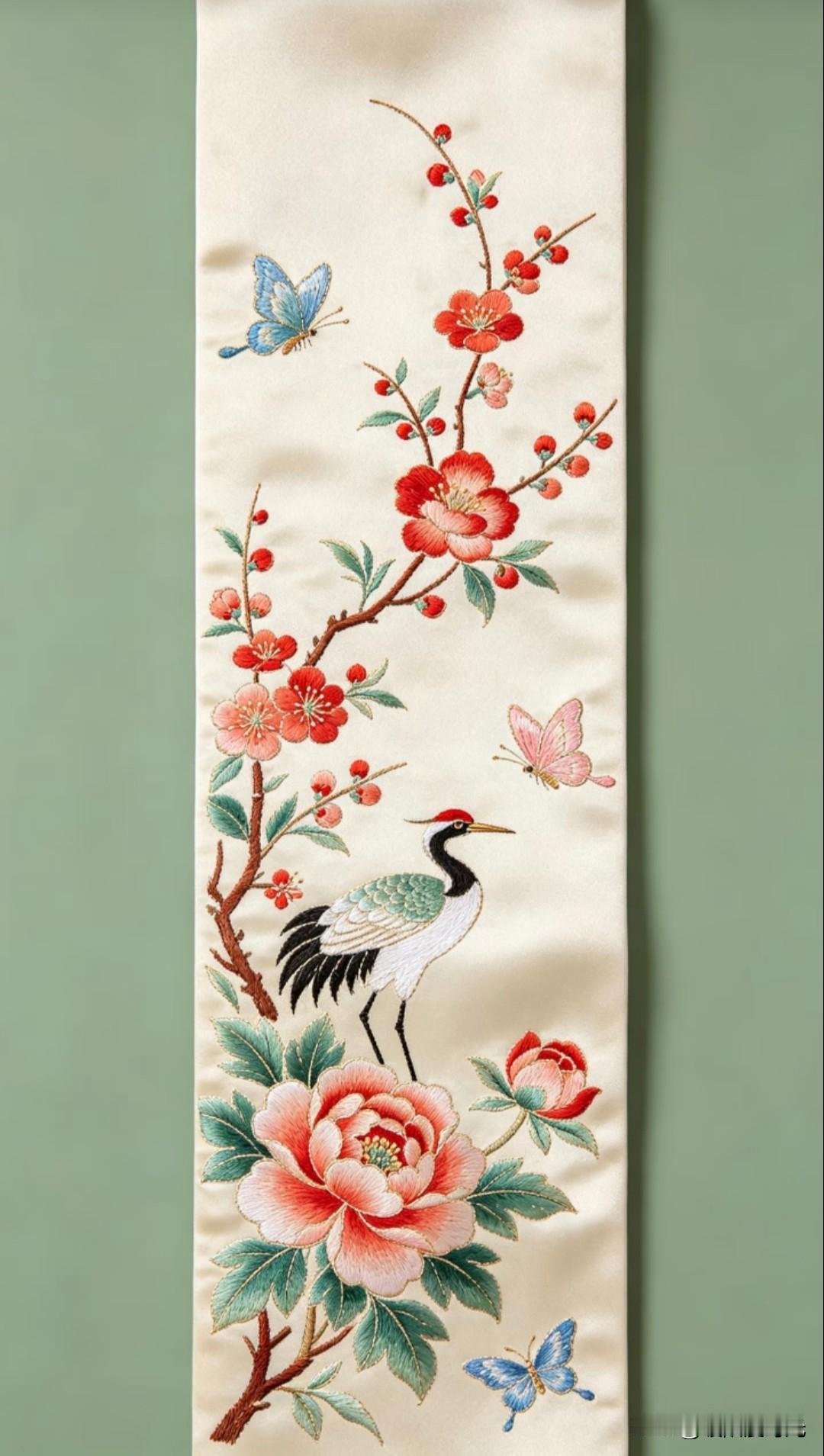一针一线，绣尽牡丹鹤舞，春日芳华。
绣织花分享 一针一线绣国风 
中式织绣