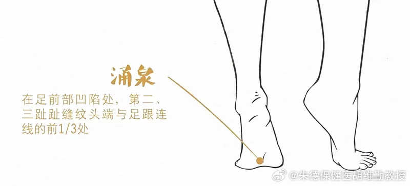 涌泉穴生“肾阳”肾阳亏虚表现为腰膝酸软，畏寒肢冷，尤以下肢为甚，伴有五更泻、浮肿