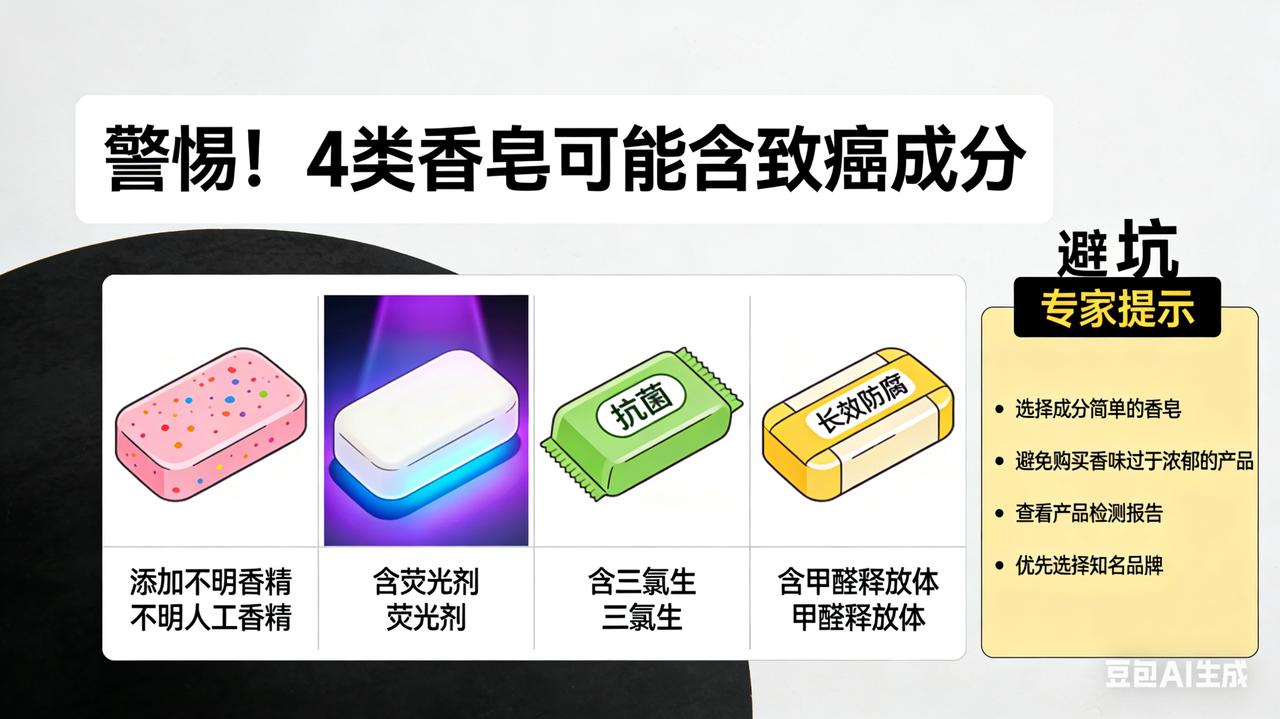 4 类香皂含致癌成分？专家教你科学避坑
4类香皂被列入致癌风险名单，长期使用真的