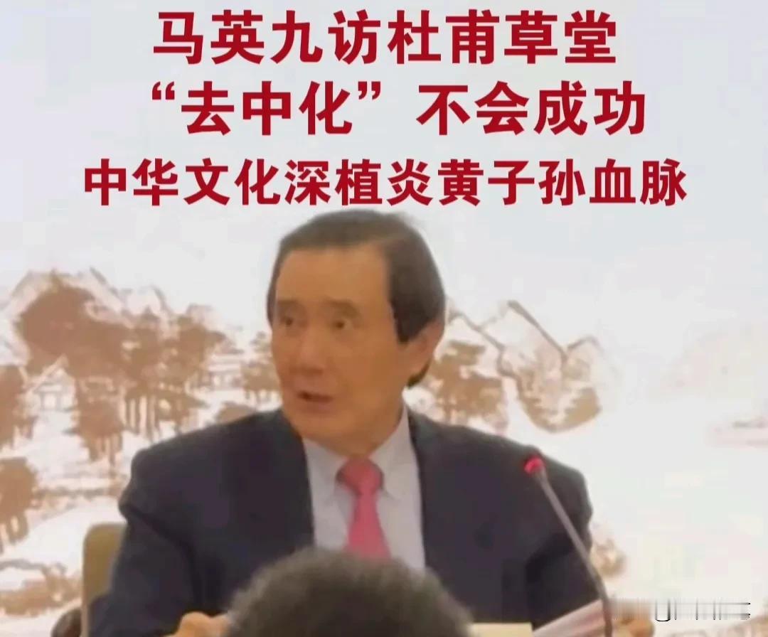 马英九到访杜甫草堂强调任何“去中化”都不会成功。

马英九表示中华文化是两岸交流